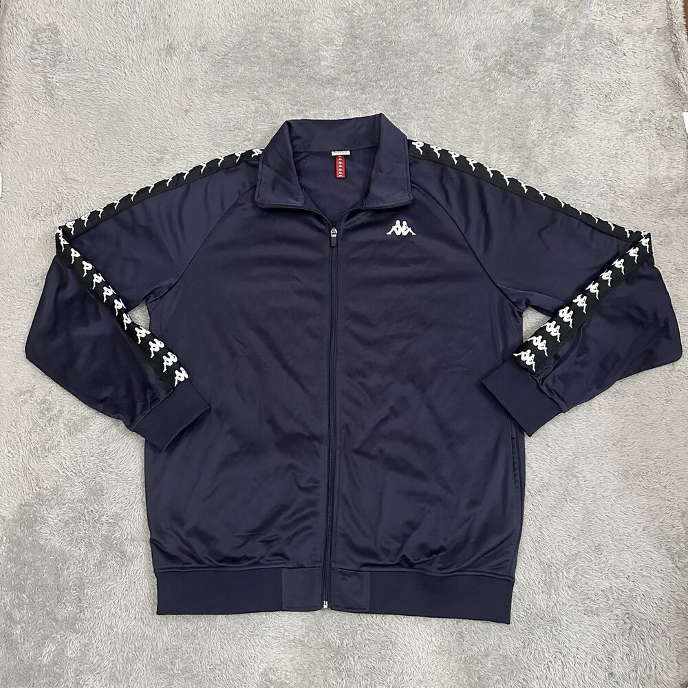 Kappa XX-Large Mens Track Jacket Blue Logo Tape Full-Zip XXL